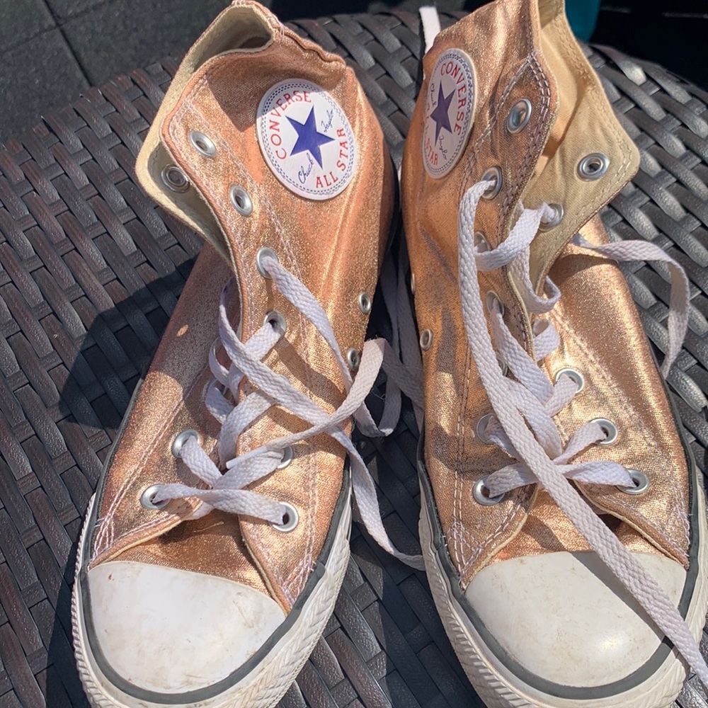 Rose gold converse high tops